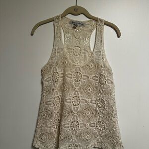 Lovers + Friends Cream Crochet Racerback Tank